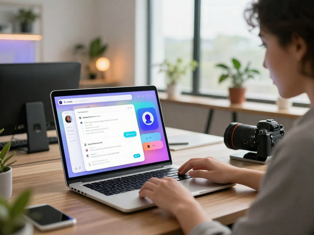 Engaging interaction with spicy chat AI in a modern workspace.